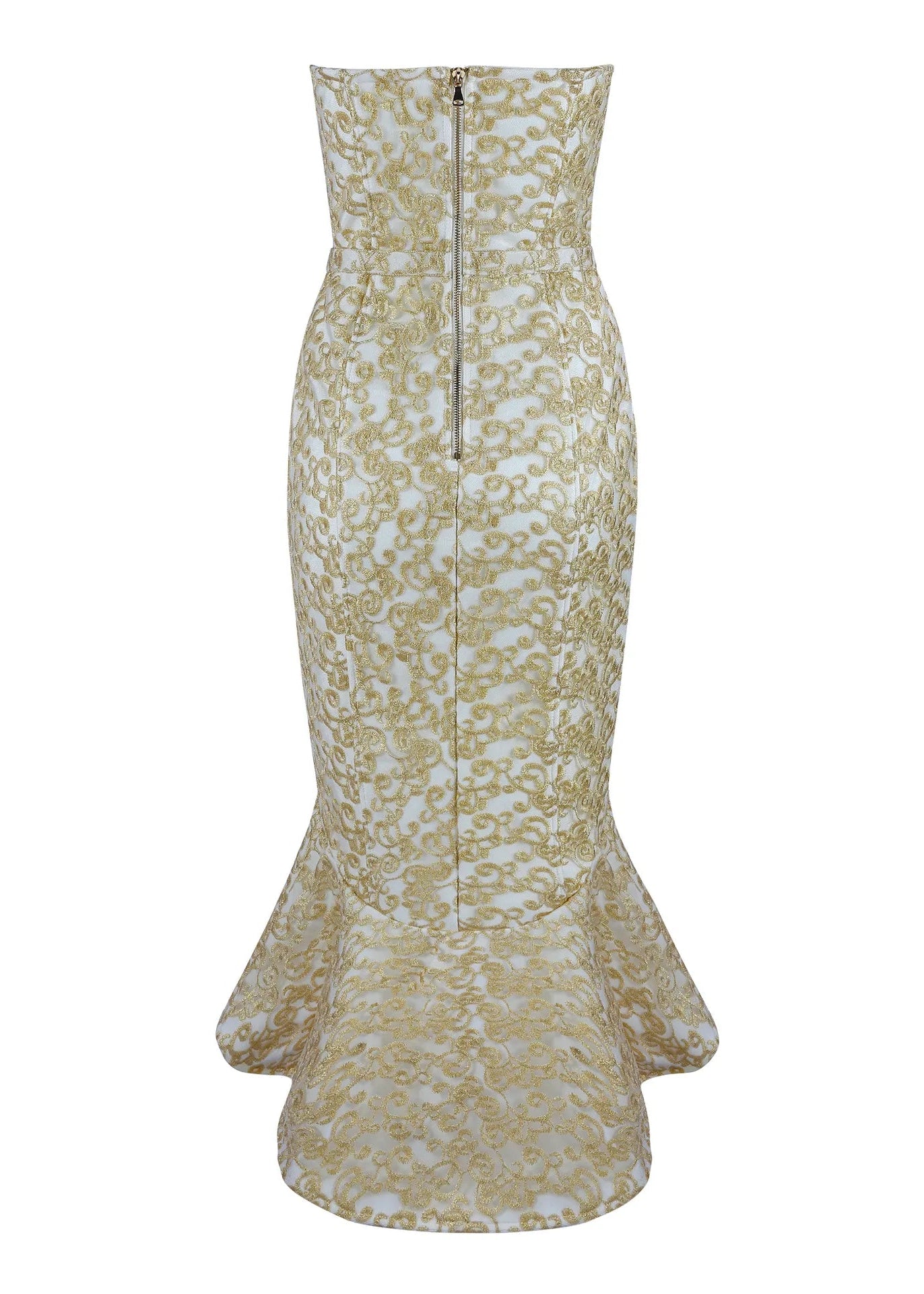 Gilded Gold Fishtail Maxi Dress