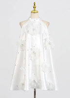 Crystal Blossom Satin Mini Dress
