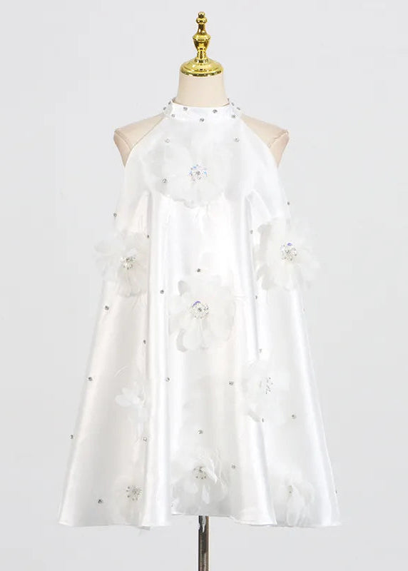 Crystal Blossom Satin Mini Dress