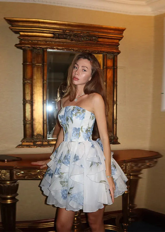 Bluebell Breeze Lace-Up Mini Dress