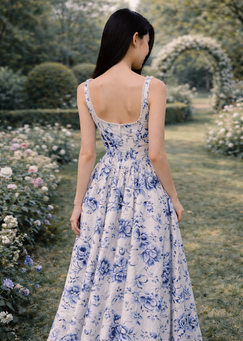 Blossoming Porcelain Satin Dress