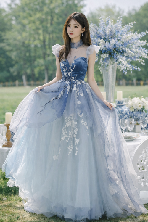 Blue Garden Whisper Gown