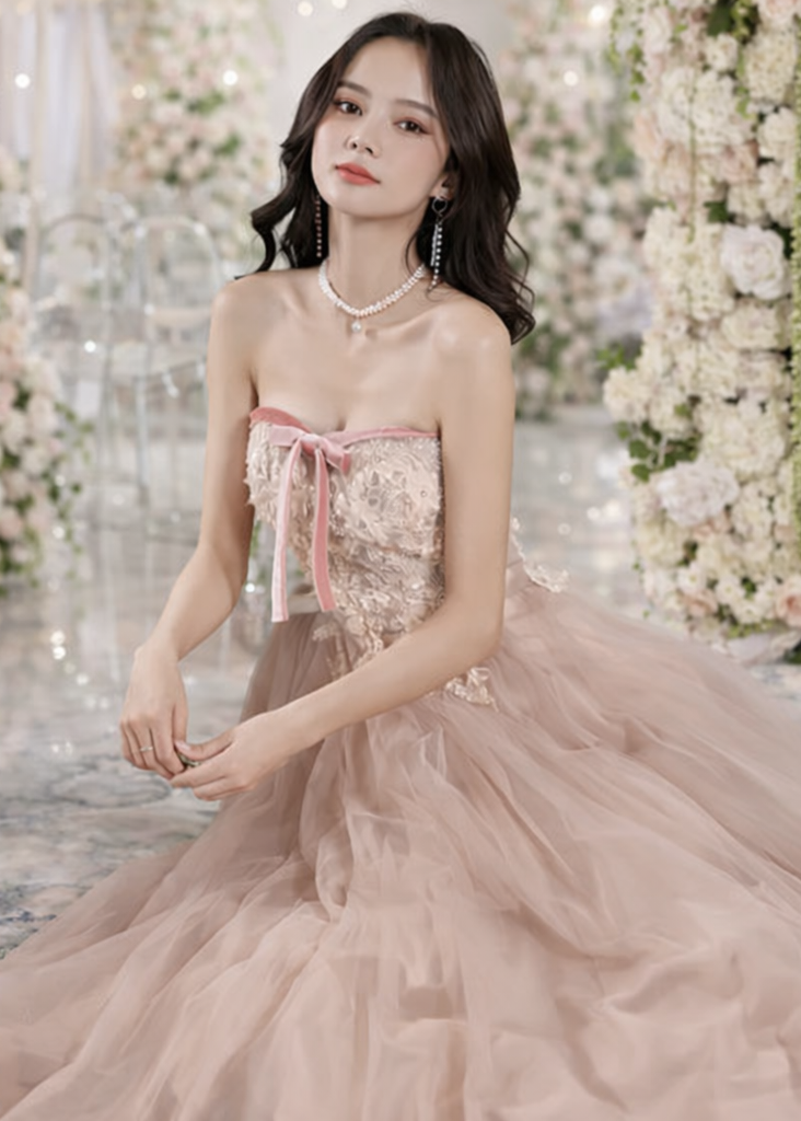 Blush Lace Corset Ball Gown