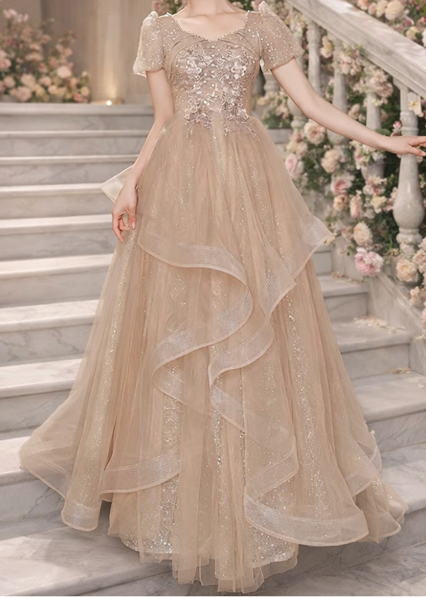 Champagne Starlight Corset Gown