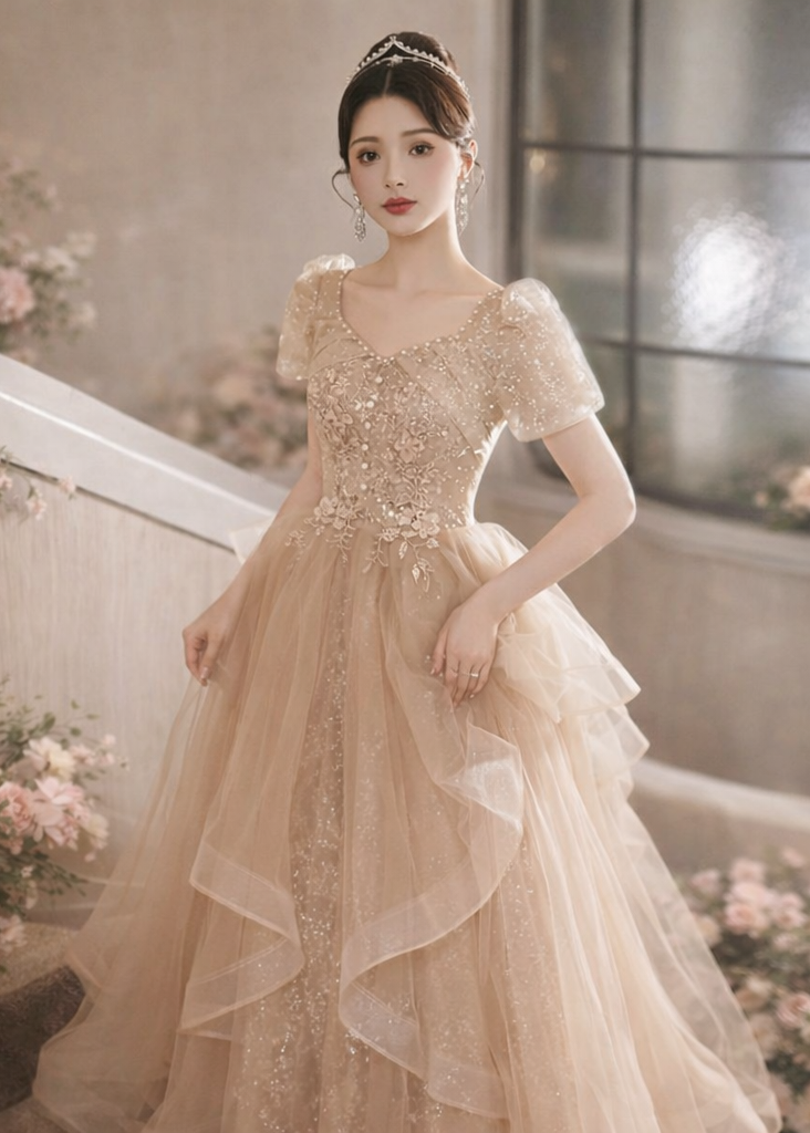 Champagne Starlight Corset Gown