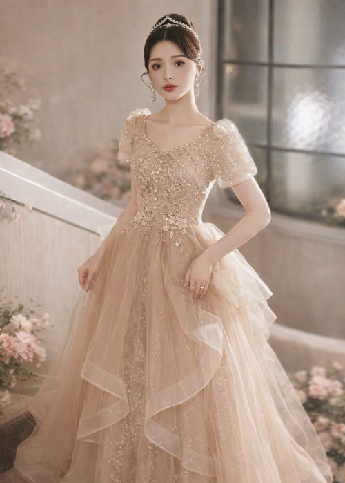 Champagne Starlight Corset Gown