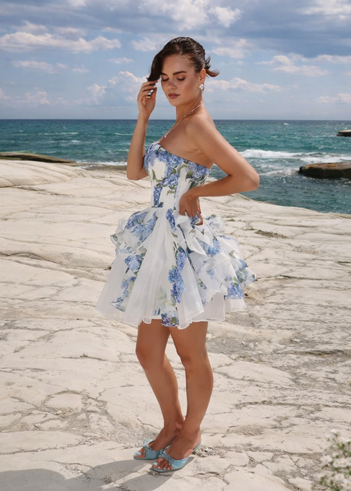 Bluebell Breeze Lace-Up Mini Dress