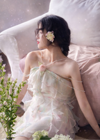 Petal Veil Ruffle Dress