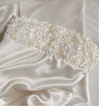 Champagne Sequin Satin Maxi Dress with Shawl