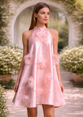 Crystal Blossom Satin Mini Dress