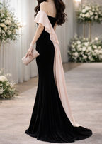 Blush Bow Fishtail Evening Gown