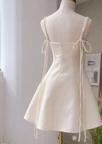 Ivory Twist Strap Mini Dress