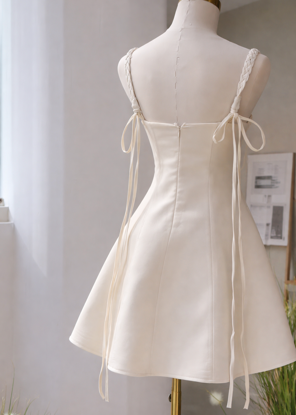 Ivory Twist Strap Mini Dress