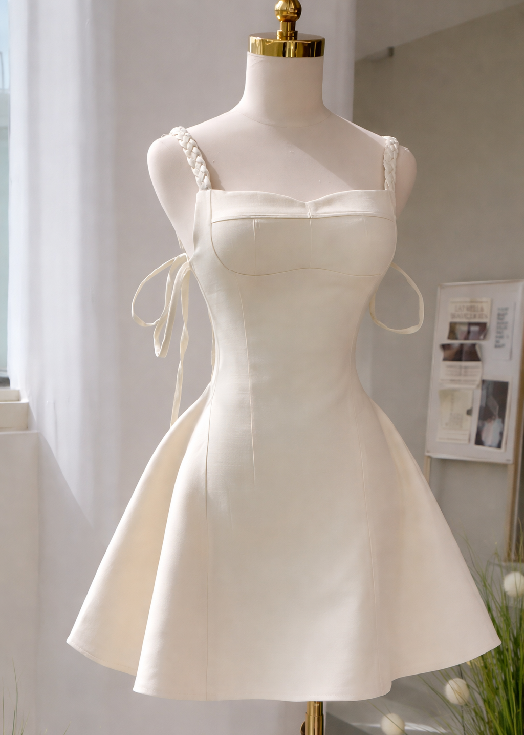 Ivory Twist Strap Mini Dress