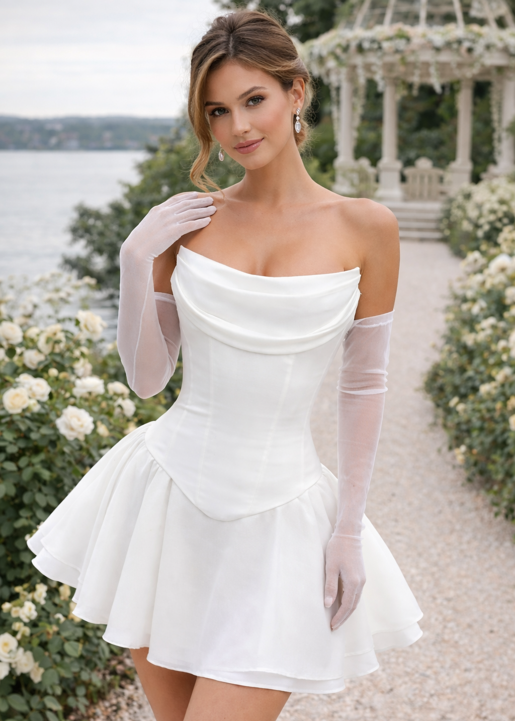 White Swan Veil Mini Dress