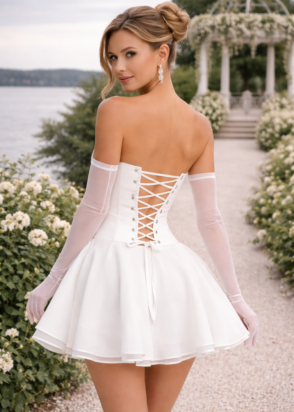 White Swan Veil Mini Dress