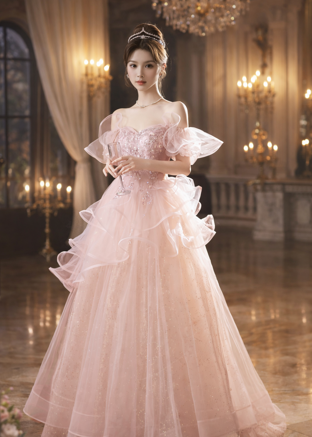 Princess Rosette Evening Gown