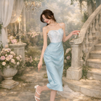 Ethereal Pearl Satin Corset Midi