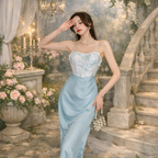 Ethereal Pearl Satin Corset Midi