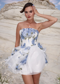 Bluebell Breeze Lace-Up Mini Dress