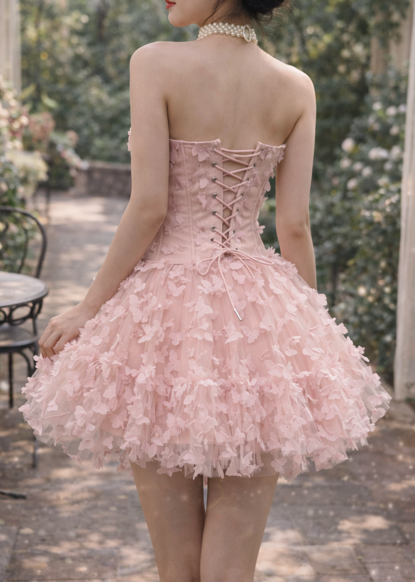 Butterfly Lace-Up Corset Dress