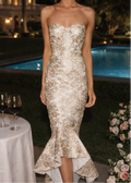 Gilded Gold Fishtail Maxi Dress