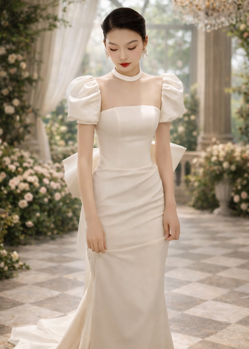 Ivory Bow Whisper Gown