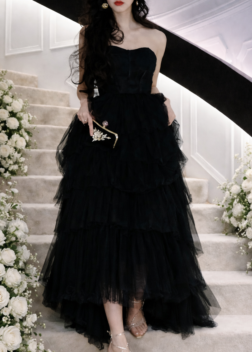 Midnight Bloom Tulle Gown