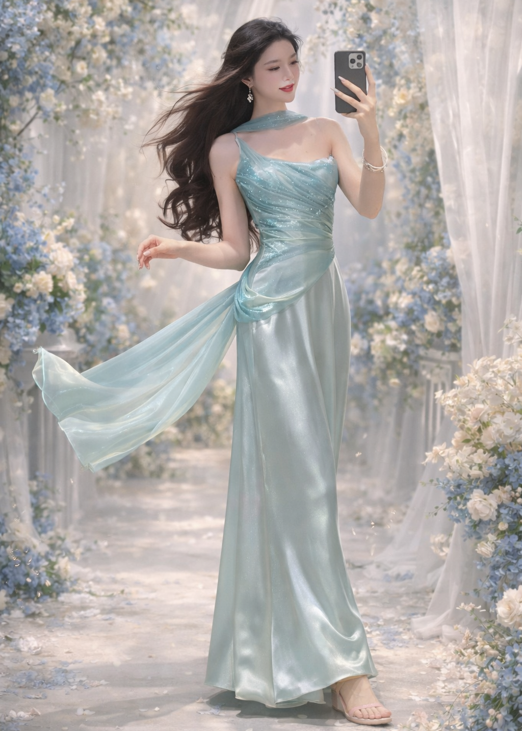 Moonwater Satin Mermaid Gown