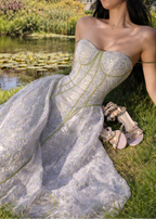 Sage Petal Embroidered Midi Dress