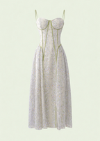 Sage Petal Embroidered Midi Dress