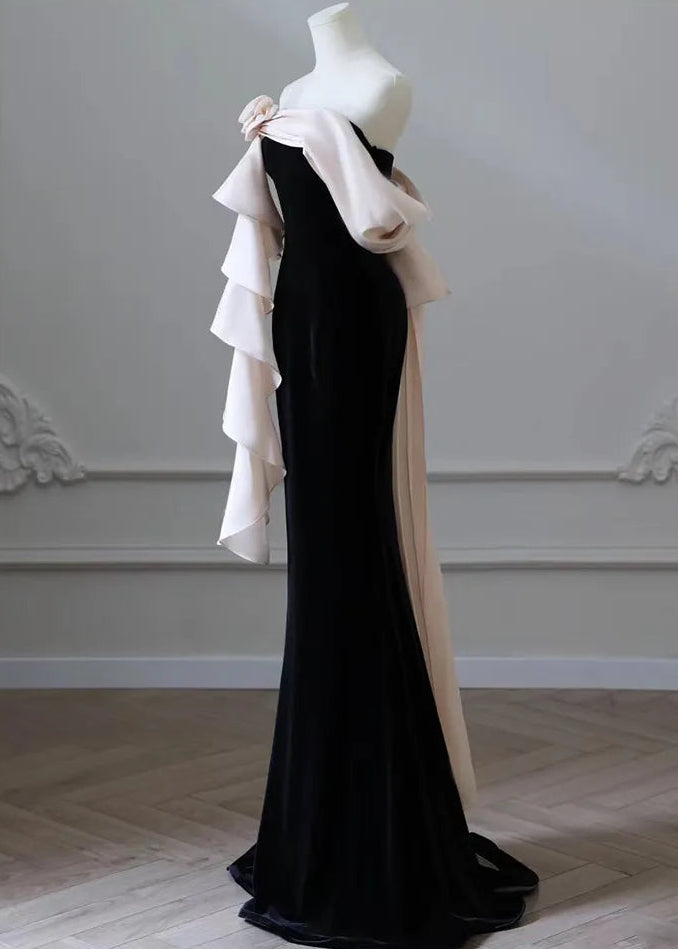 Blush Bow Fishtail Evening Gown