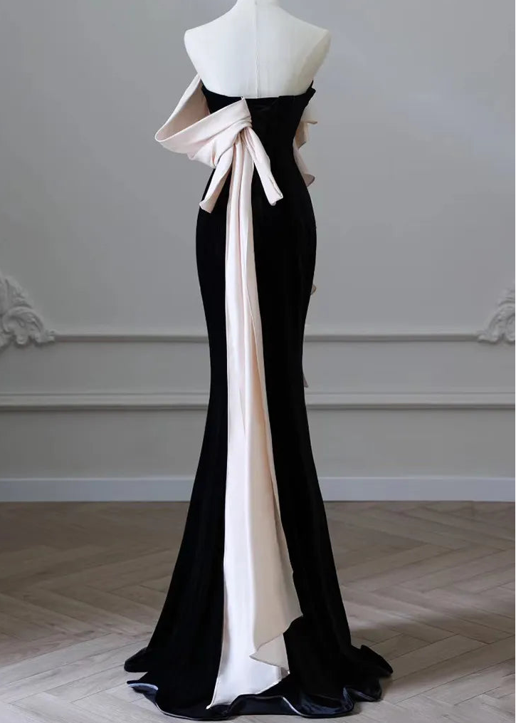 Blush Bow Fishtail Evening Gown