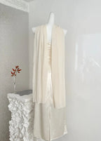 Champagne Sequin Satin Maxi Dress with Shawl